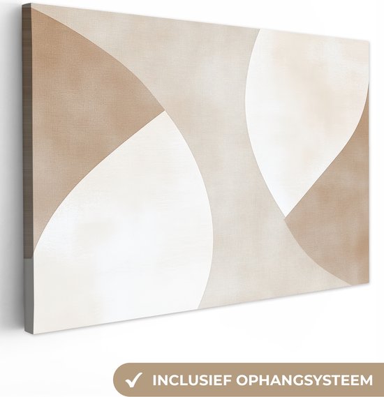 Canvas schilderij 120x80 cm - Exclusieve wanddecoratie Bruin - Japandi - Abstract - Muurdecoratie woonkamer - Slaapkamer decoratie - Kamer accessoires - Schilderijen op canvas