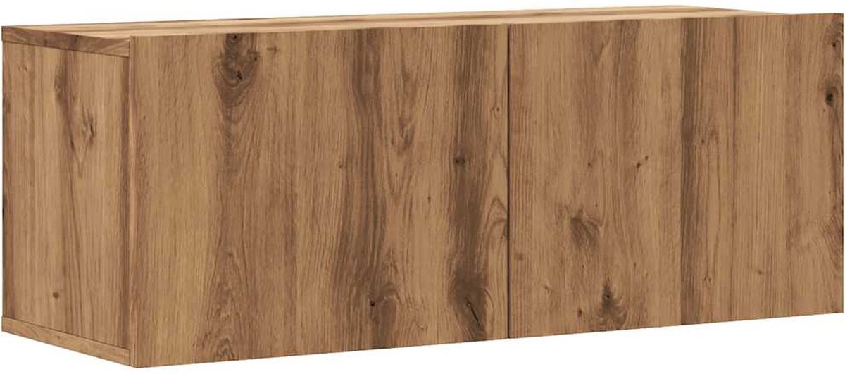vidaXL - Tv-wandmeubel - 80x30x30 - cm - bewerkt - hout - artisanaal - eikenkleurig