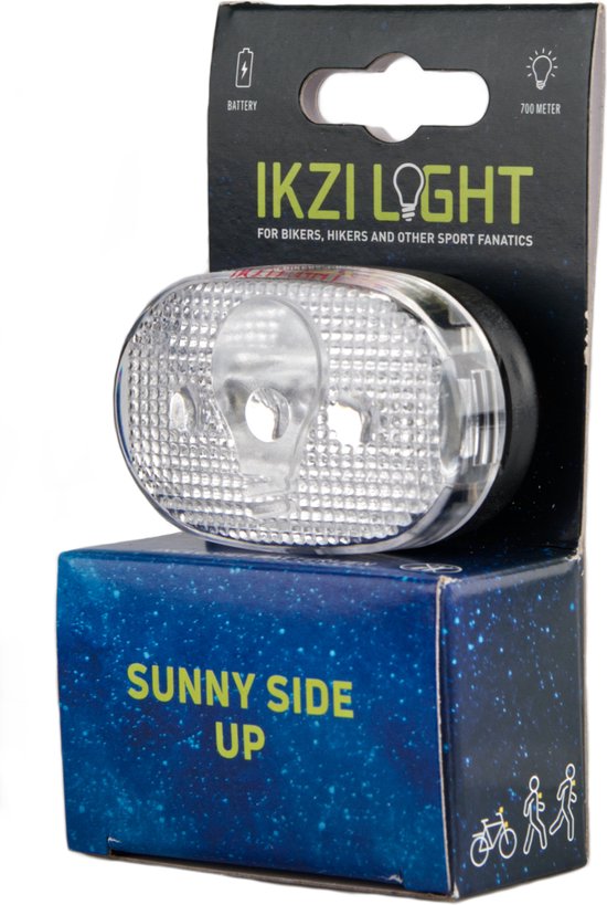 Ikzilight Ovale fietskoplamp - 3 LED's - Wit - Batterijvoeding - Inclusief montagebeugel — afbeelding 2