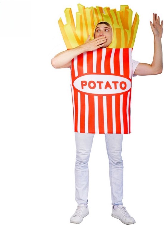 Joya Party® Friet Verkleedpak Volwassenen | Carnaval verkleedkleding | Patat Kostuum | Frites Pak | Carnavalskleding Dames en Heren | One Size