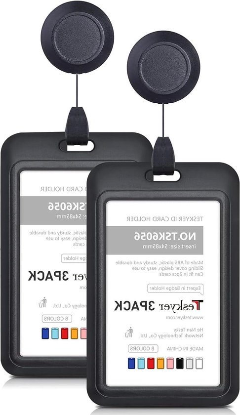 2 stuks ID-kaarthouders met sleutelring, harde transparante badgehouder voor kantoor, school, creditcards en pasjes. (2 Pcs Keyring