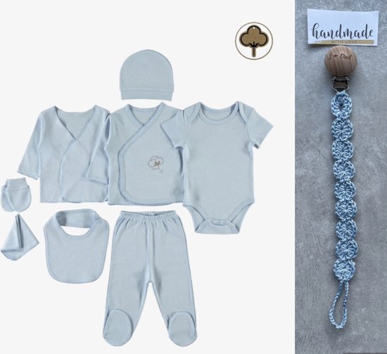 Ensemble de vêtements pour nouveau-nés biologiques 8 pièces garçons - Ensemble nouveau-né - Vêtements de bébé - Cadeau de baby shower - Cadeau de maternité
