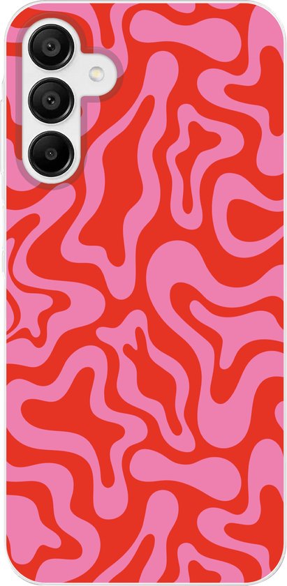 Coque de téléphone adaptée à Samsung Galaxy A15 5G - Abstrait - Motif - Rouge - Rose - Minimaliste - Coque de téléphone en Siliconen Coque de téléphone