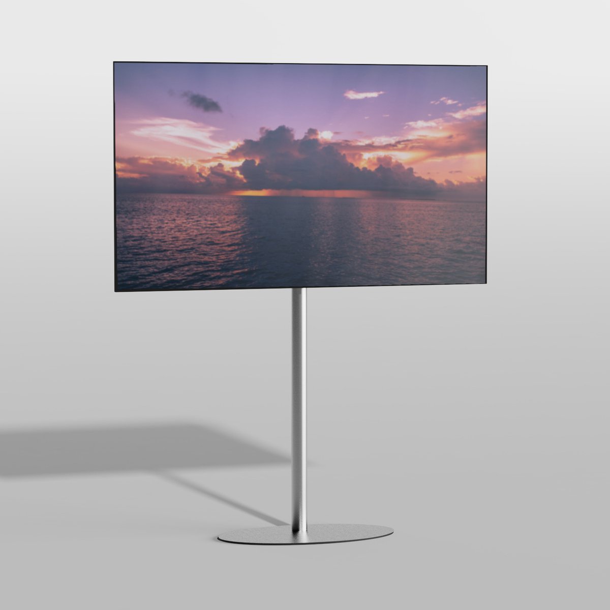 Cavus TV Vloerstatief ELLIPS 150 – geborsteld RVS - hoogte 150cm - VESA 100x100
