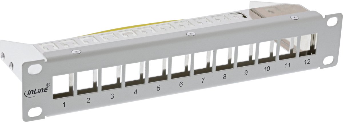 Image of 12-poorts Leeg Patchpaneel - Geschikt voor Cat6 en Cat6a Keystones - 1U - Grijs