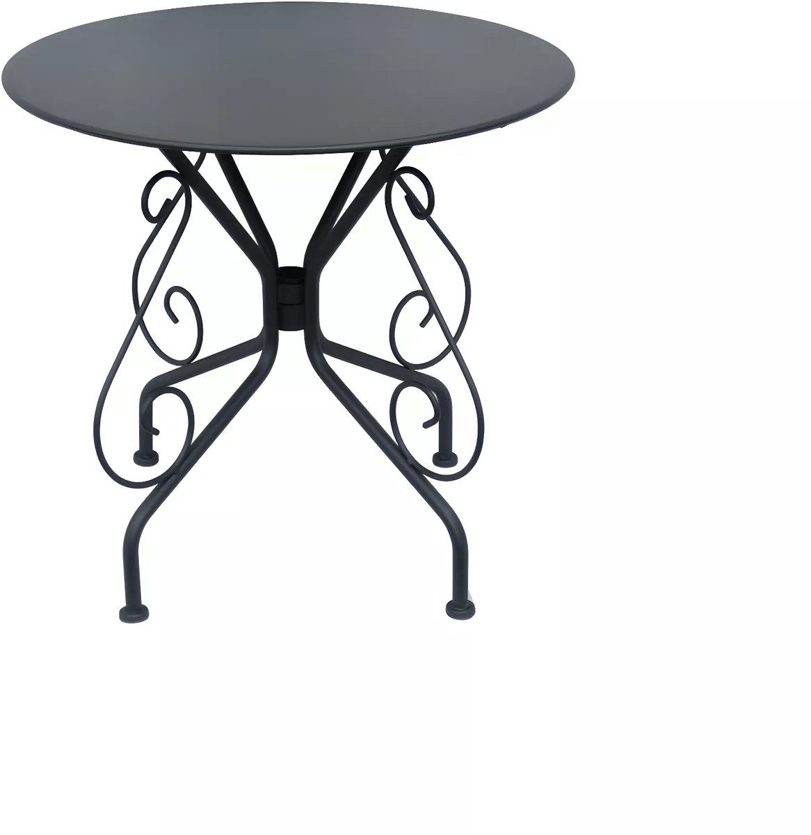 Vente-unique Tuintafel van metaal met smeedijzer aspect - antraciet - GUERMANTES L 80 cm x H 71 cm x D 80 cm