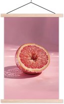 Posterhanger incl. Poster 120x180 cm - Schoolplaat - Grapefruit - Roze - Disco - Shiny - Textielposter - Blanke latten