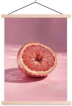 Posterhanger incl. Poster 120x160 cm - Schoolplaat - Grapefruit - Roze - Disco - Shiny - Textielposter - Blanke latten