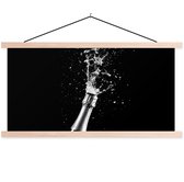 Posterhanger incl. Poster 120x60 cm - Schoolplaat - Champagne - Zwart - Spetters - Popping - Textielposter - Blanke latten