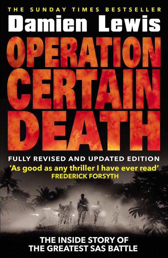 Boekomslag met de titel 'Operation Certain Death' en een afbeelding van soldaten die in een jungle opereren.