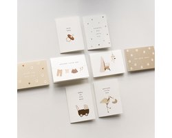 8x hippe geboorte kaartjes (A6 formaat) - kaartjes om te versturen - kaartenset - kaartjes blanco - kaartjes met tekst