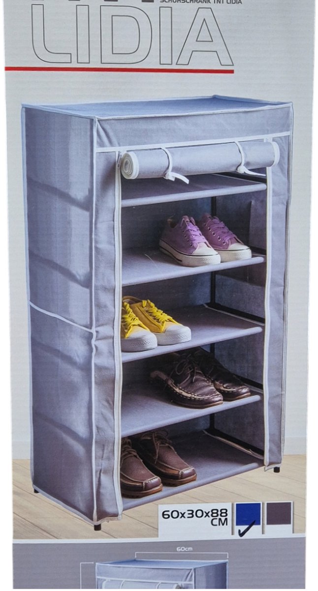 Opvouwbaar camping schoenenrek / schoenenkast - blauw - 60 x 30 x 88 cm - Kleding/schoenen opbergers - opbergen van Merkloos — afbeelding 3