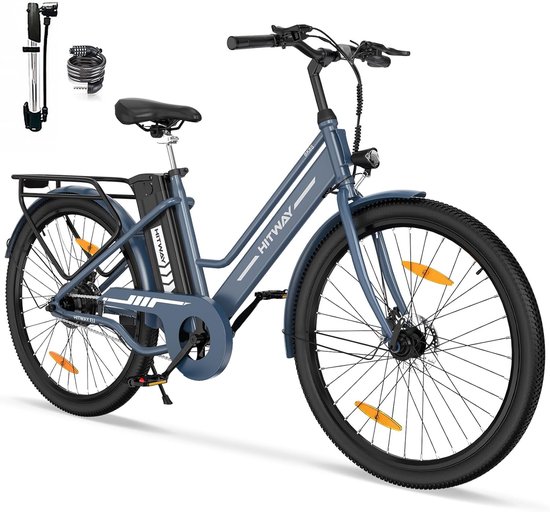 Hitway Elektrische Fiets BK8SP - Trendy 26 Inch City Commuter EBike met Afneembare 36V 10.4Ah Lithium Batterij - E-Bike met 250W Motor - Damesfiets - IP54 Waterdicht