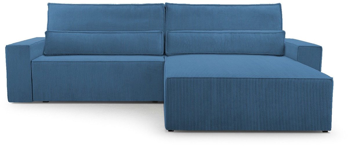 AJE Meubles B.V. Hoekbank met Slaapfunctie - 297 x 200 x 85 cm - Comfortabele en Stijlvolle Familiebank - DENVER L - Poso 05 Donkerblauw