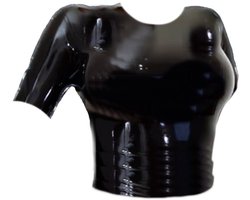BNDGx® - 100 % Latex - Top Dames - Maat 3XL - Rubber BDSM SM Rollenspel kleding Fetish wear korte mouwen zwart
