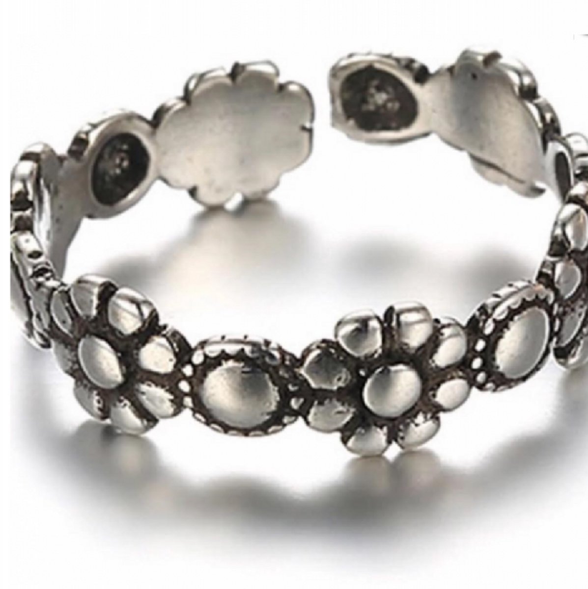 Teenring- Bloem- Zilver- Charme Bijoux
