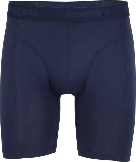 Donkerblauwe lange herenshorts van Ten Cate, voorkant, met elastische tailleband.