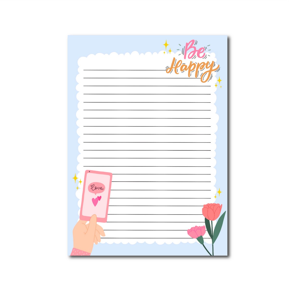 A5 Notitieblok - Stationery - Bloemen - Blauw