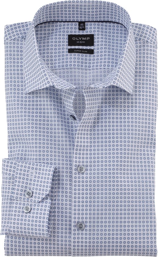 OLYMP 24/7 No. 6 Six super slim fit overhemd, twill, marineblauw