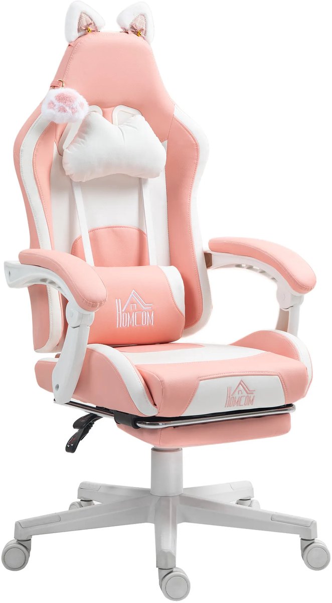 TRUUSK Gaming Stoel Ergonomisch Roze Met Lendensteun