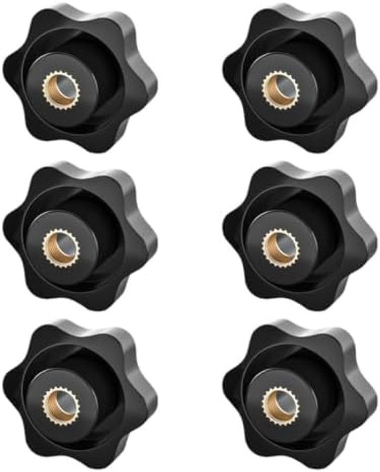 SHULLIN 16 stuks M6 sterkopschroeven stergreepschroef kartelschroef stergreep schroeven stergreep schroefdraad klemknop voor machine industrie uitrusting (M6 x 12 mm