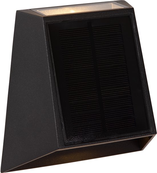 Lucide LUTON - Wandlamp - Zonne-energie - LED Dimbaar - 1 × 2W 2700K/3000K - IP54 - Beweging & dag/nacht sensor - Zwart