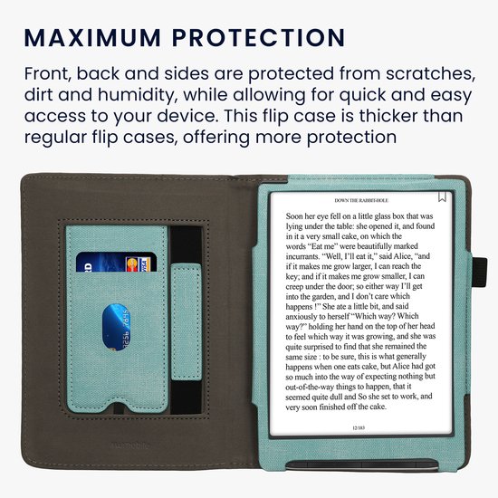 kwmobile flip cover voor e-reader - geschikt voor Pocketbook InkPad 4 / Color 3 / Color 2 / Vivlio InkPad 4 / InkPad Color 3 - Van imitatieleer en -suède - In mintgroen / donkergrijs van Merkloos — afbeelding 4