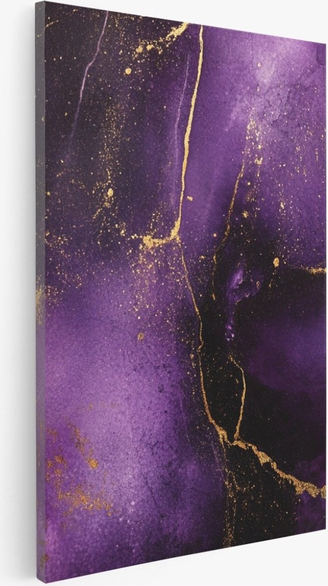 Saammp Canvas Schilderij - Paars marmer - Abstract kunstwerk - 40x50 - Foto op canvas - Wanddecoratie - Muurdecoratie Woonkamer - Slaapkamer decoratie - Canvas Print Multicolor