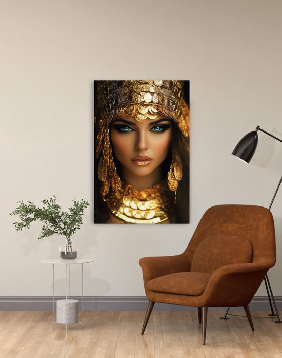 Saammp - Peinture sur toile - Femme arabe - Yeux verts - Or - Abstrait - 60x90 - Photo sur toile - Décoration murale - Décoration murale Salon - Décoration chambre - Impression sur toile