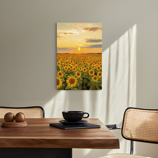 Tableau sur toile Saammp - Champ de tournesols - Paysage - Nature - 100x150 - Photo sur toile - Décoration murale - Décoration murale Salon - Décoration chambre - Impression sur toile