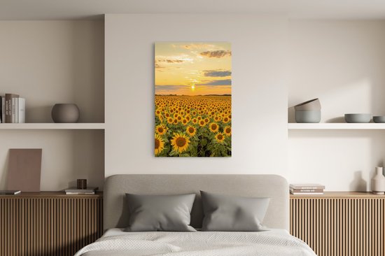 Tableau sur toile Saammp - Champ de tournesols - Paysage - Nature - 100x150 - Photo sur toile - Décoration murale - Décoration murale Salon - Décoration chambre - Impression sur toile