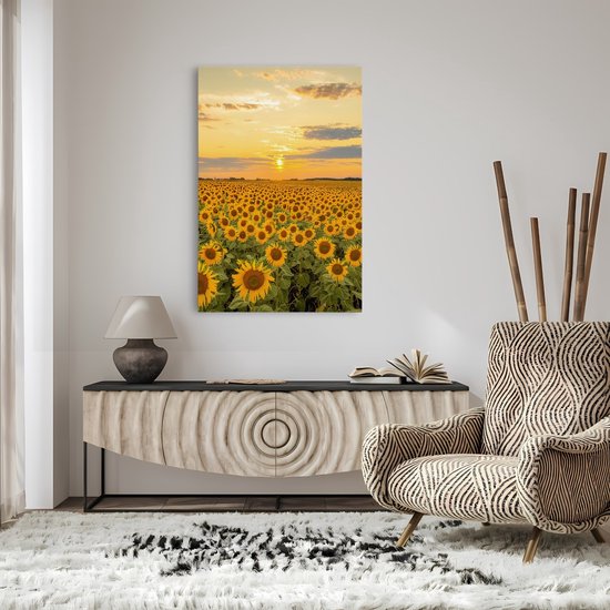 Tableau sur toile Saammp - Champ de tournesols - Paysage - Nature - 100x150 - Photo sur toile - Décoration murale - Décoration murale Salon - Décoration chambre - Impression sur toile