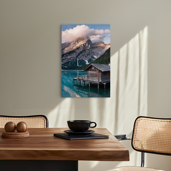 Saammp Canvas Schilderij - Landschap - Huis tussen de bergen - Natuur - 30x45 - Foto op canvas - Wanddecoratie - Muurdecoratie Woonkamer - Slaapkamer decoratie - Canvas Print