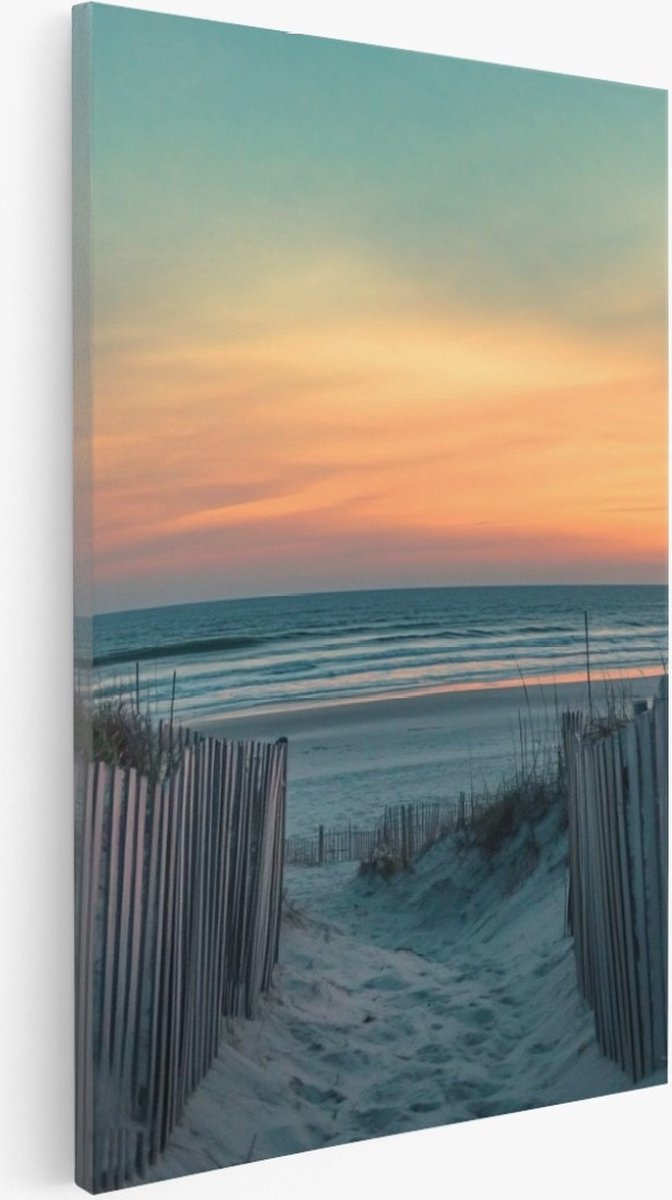 Saammp Canvas Schilderij - Helmgras - strand en zee - Duinen - 75x100 - Foto op canvas - Wanddecoratie - muurdecoratie Woonkamer - Slaapkamer decoratie - Canvas Print Multicolor