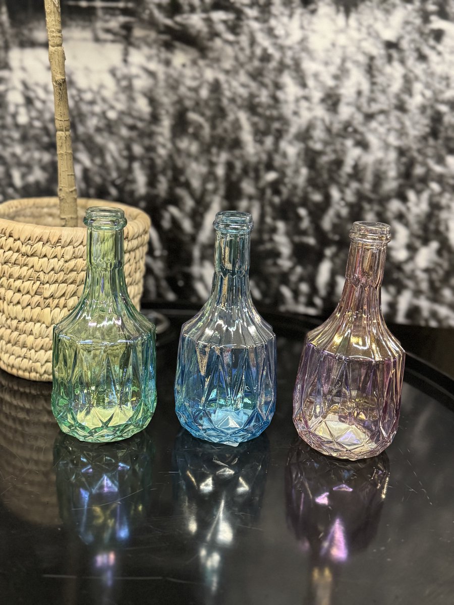 Bottle luster glass 8.2x8.2x18cm 3x stuks