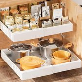 Organisateur coulissant pour placard - Tiroir télescopique avec film adhésif - Système de rangement pour Cuisine et salle de bain.