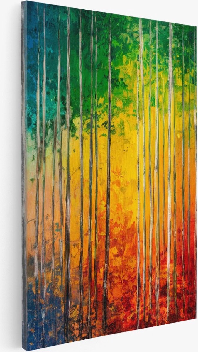 Saammp Canvas Schilderij - Kleurrijk - Abstract bos - Landschap - Natuur - 20x30 - Foto op canvas - Wanddecoratie - Muurdecoratie Woonkamer - Slaapkamer decoratie - Canvas Print Multicolor
