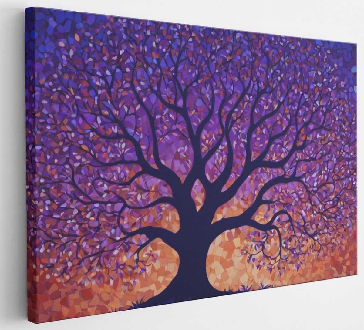 Saammp Canvas Schilderij - Kleurrijke boom - Abstract - 90x60 - Foto op canvas - Wanddecoratie - Muurdecoratie Woonkamer - Slaapkamer decoratie - Canvas Print Multicolor