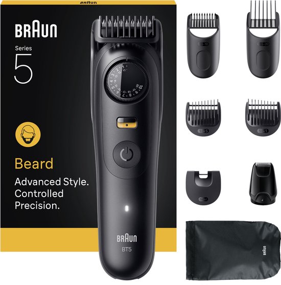 Braun Baardtrimmer Series 5 BT5560 + 8 Tools - Scherp Scheerblad - 40 Lengtes - Zwart