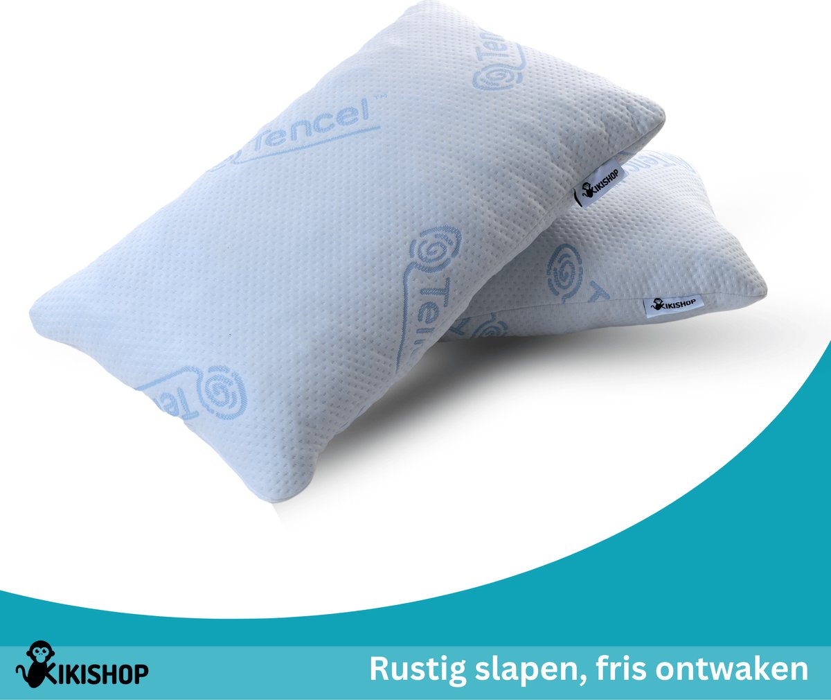 kikishop 40x70 Afstelbaar Slaapkussen - Hoofdkussen met Rits en Schuimvlokken - Zelf Instelbare Hoogte - Tencel Tijk - Vermindert Nekklachten - Geschikt voor Alle Slaapposities wit