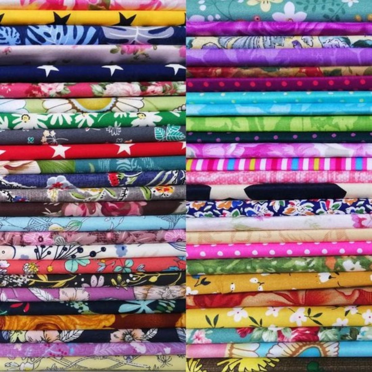 Lot De 50 Tissus En Coton 20x20 Cm - Motifs Multicolores Pour Patchwork, Couture DIY, Déco