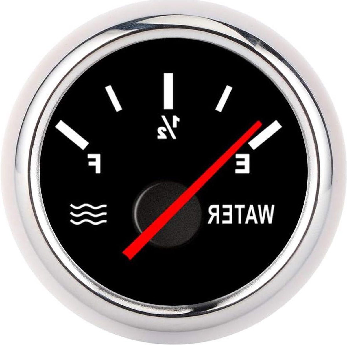 Waterniveau Indicator 2in Pointer Water Vloeistofpeilmeter Hoge Nauwkeurigheid Universeel Marine Boot Truck RV - Zwarte wijzerplaat Zilveren frame - Waterpeil Meter .