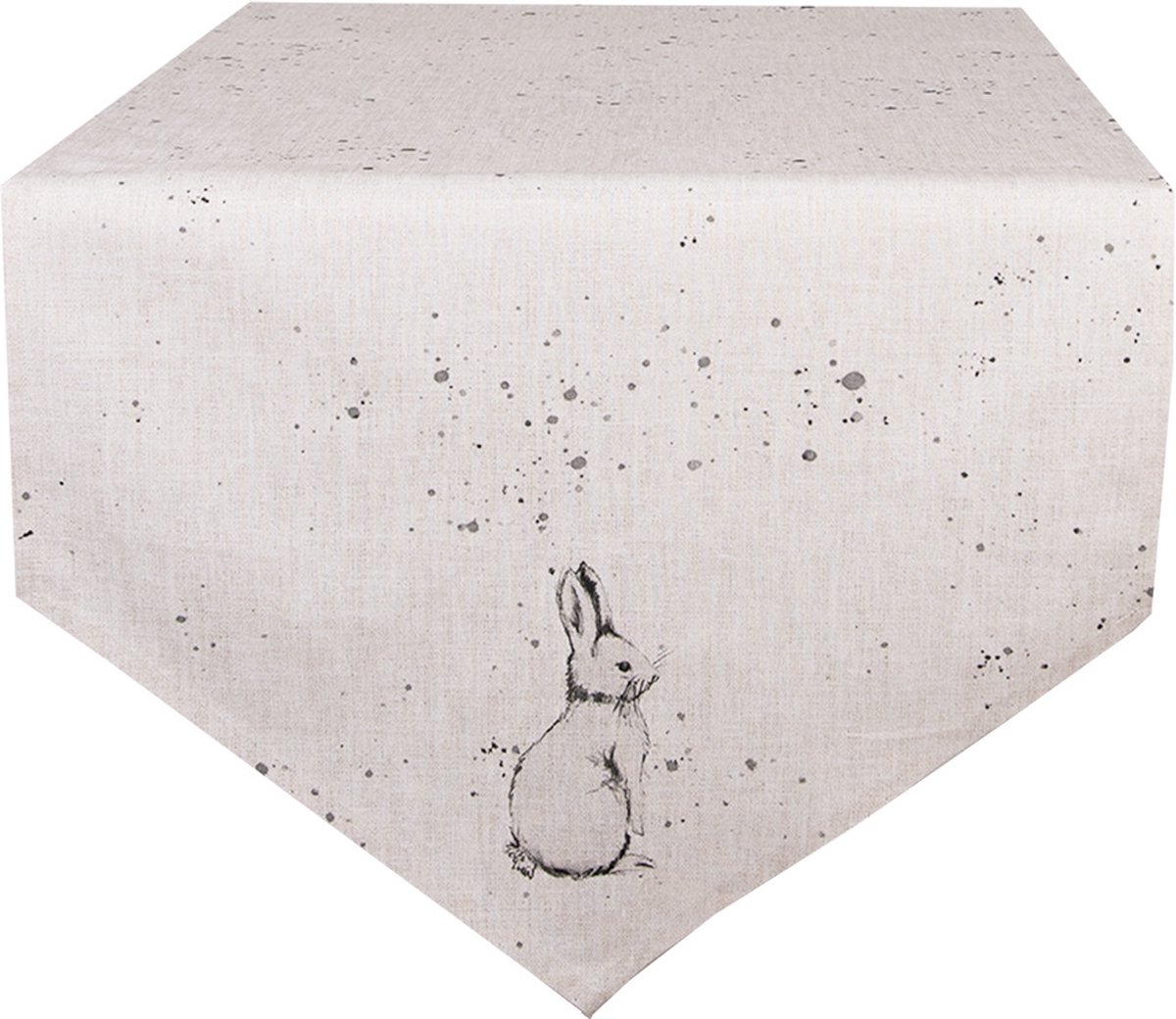Clayre & Eef Tafelloper 50x160 cm Beige Grijs Katoen Konijn