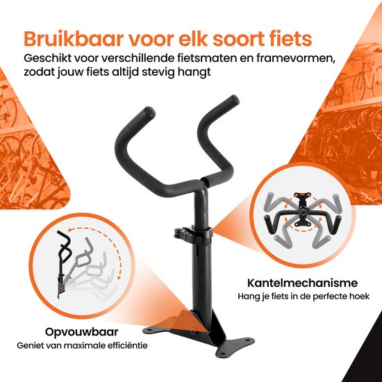 Fiets Ophangsysteem – Fiets muurbeugel - fiets haak - fiets ophangbeugel - fietsrek - Race fiets - Mountainbike - Max belading 45kg