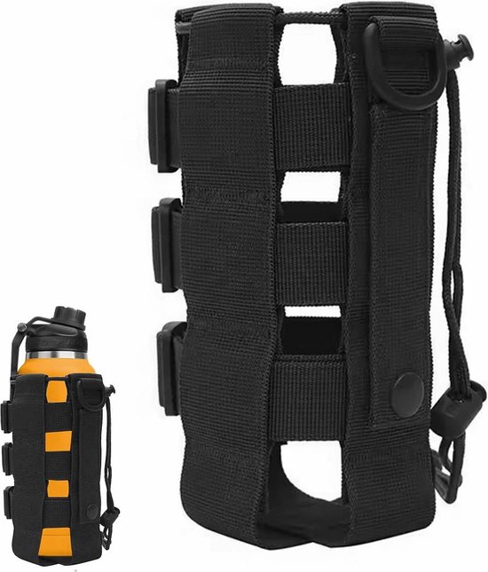 PLABBDPL 1 x tactische nylon flessenhouder voor wandelen, met PLABBDPL 1 x tactische nylon flessenhouder voor wandelen, met