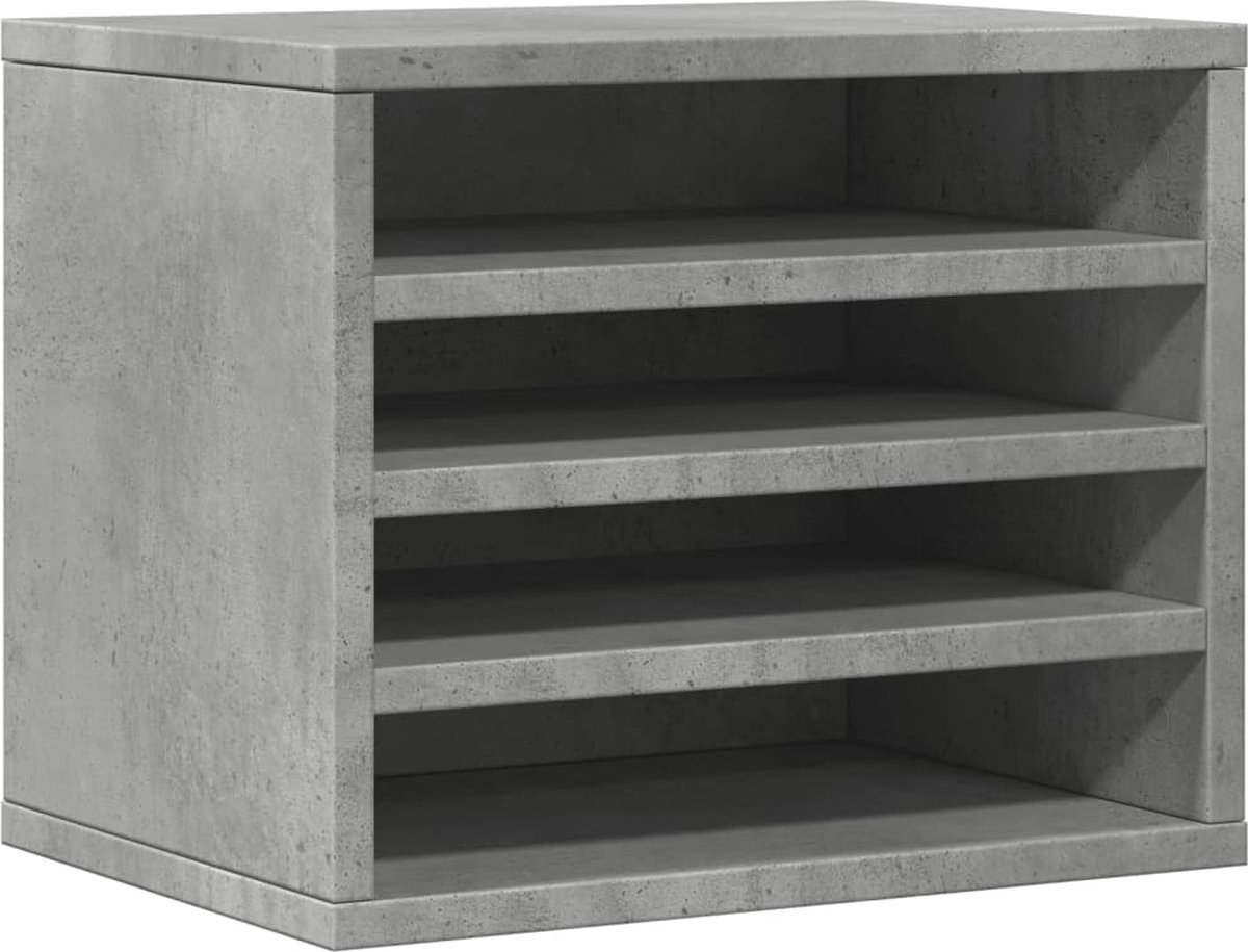 vidaXL Bureau Organisatie - Bureau Organizer - Bureau organiser 36x26x29,5 cm bewerkt hout betongrijs - Houten Bureau Organizer - Betonnen Grijs - Opbergvakken Beton Grijs