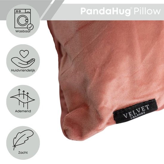 PandaHug Body Pillow - Zwangerschapskussen - Zijslaperkussen & Voedingskussen - Velvet Oud-Roze van PandaHug — afbeelding 3