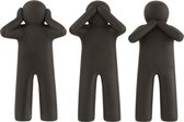 J-Line figuur P'tit Maurice Horen/Zien/Zwijgen - polyresin - zwart - small - 3 stuks
