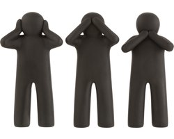 J-Line figuur P'tit Maurice Horen/Zien/Zwijgen - polyresin - zwart - small - 3 st.