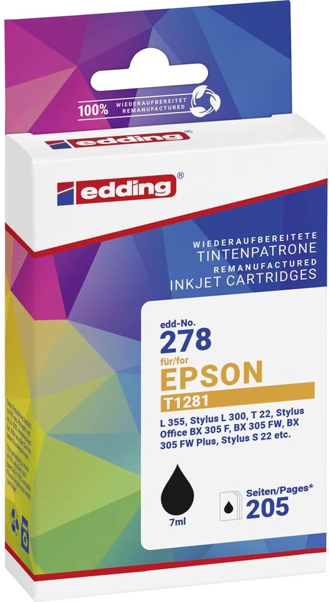 Edding EDD-278 inktcartridge 1 stuk(s) Compatibel Zwart